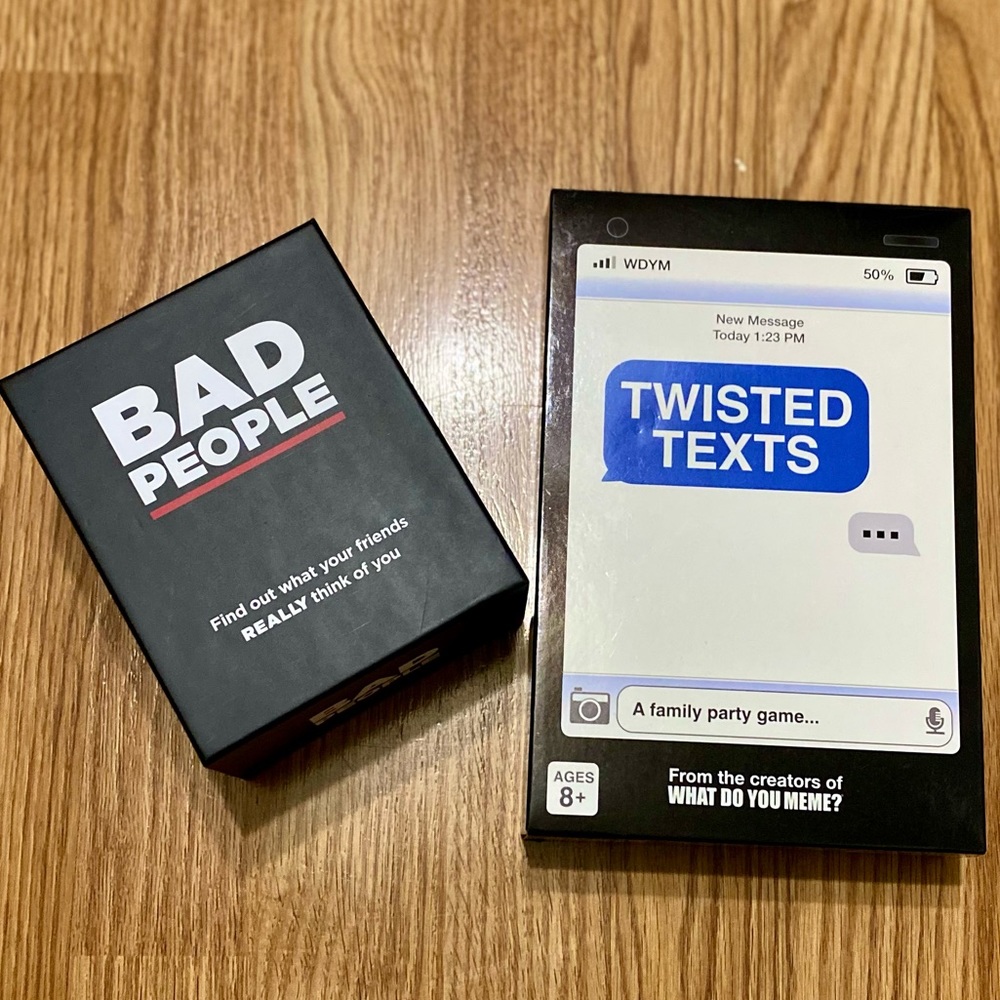 2 Adult Card games!  Bad People and Twisted Text!